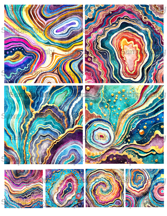 4 Inch Faux Agate Gemstone Set 4 Image Sheet For Polymer Clay Transfer Decal DIGITAL FILE OR PRINTED