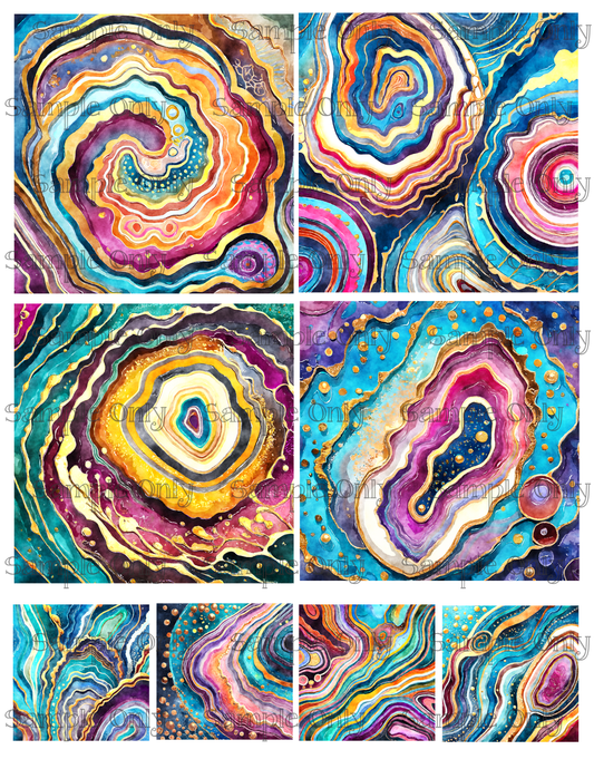 4 Inch Faux Agate Gemstone Set 6 Image Sheet For Polymer Clay Transfer Decal DIGITAL FILE OR PRINTED