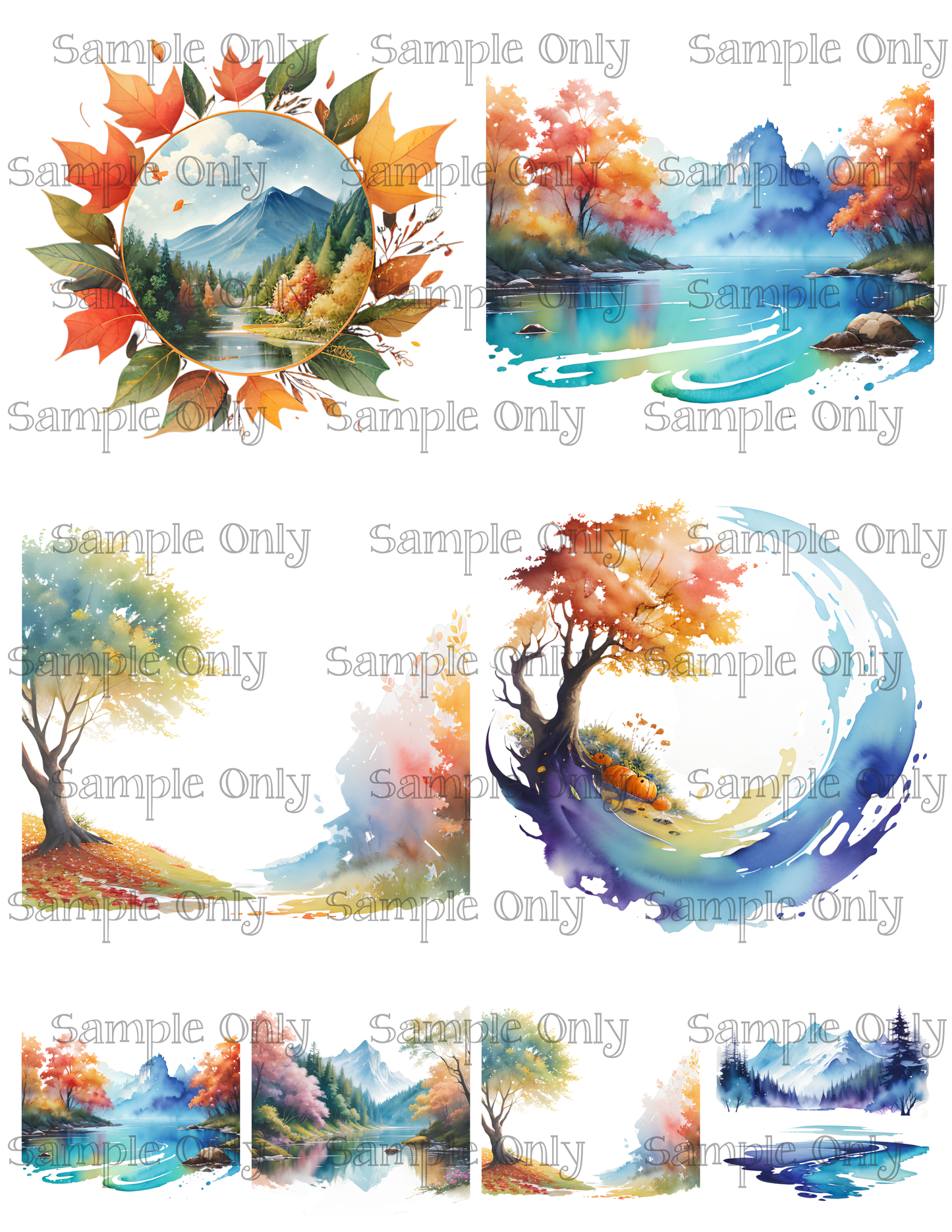 4 Inch Autumn Outdoors Image Sheet For Polymer Clay Transfer Decal DIGITAL FILE OR PRINTED