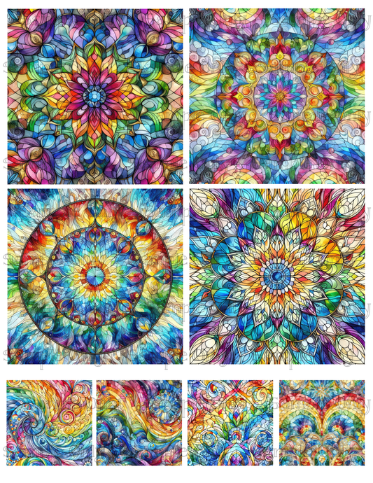 4 Inch Rainbow Abstract Image Sheet For Polymer Clay Transfer Decal DIGITAL FILE OR PRINTED