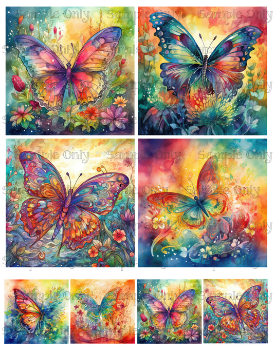 4 Inch Rainbow Butterfly Image Sheet For Polymer Clay Transfer Decal DIGITAL FILE OR PRINTED