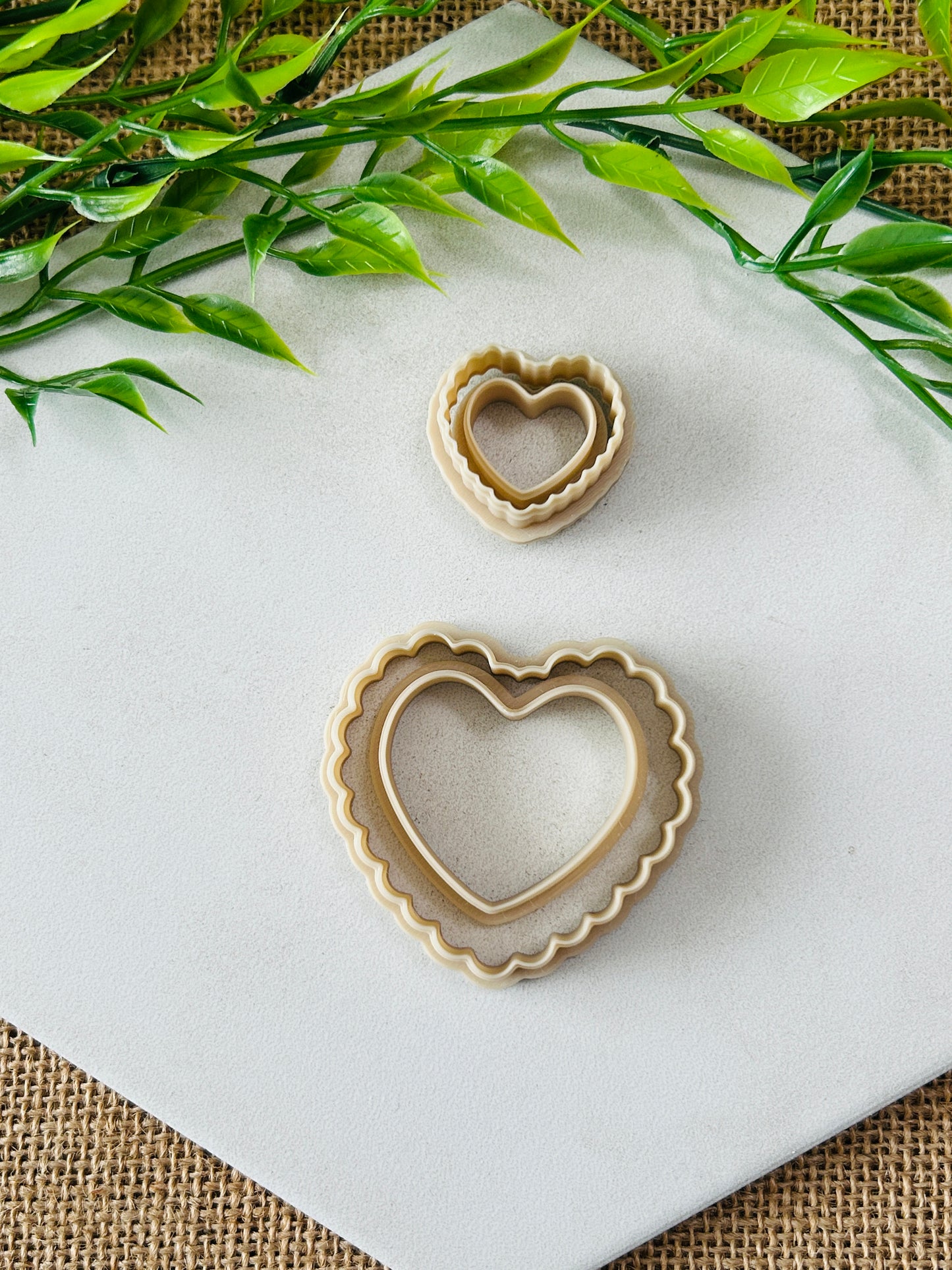 2pc Frilly Heart Outline Cutter Set Polymer Clay Cutter 8 Sizes You Choose