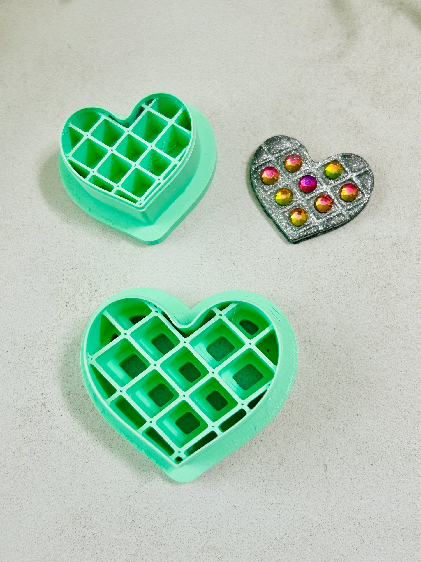 Diamond Patterned Heart Imprint Polymer Clay Cutter Set 6 Sizes YOU CHOOSE