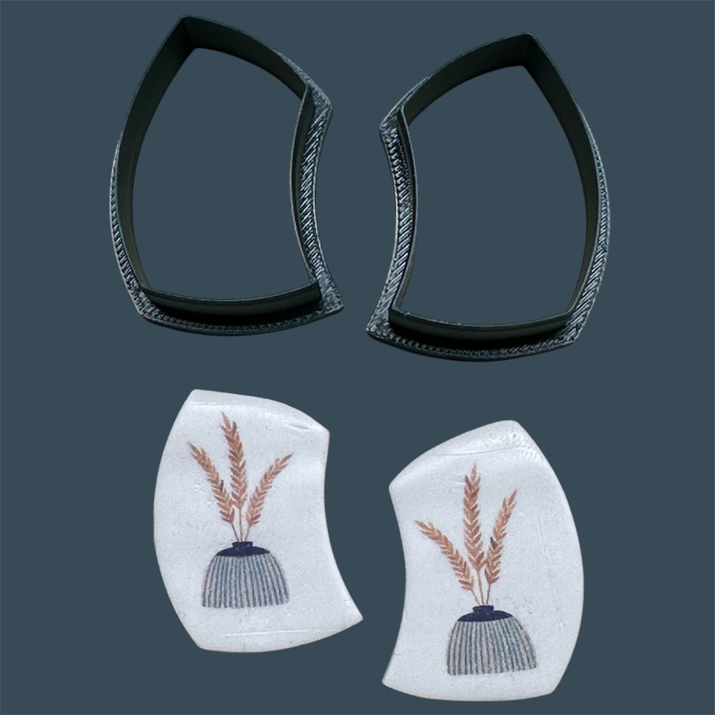 2pc Curved Rectangle Outline Cutter Set Polymer Clay Cutter 6 Sizes You Choose
