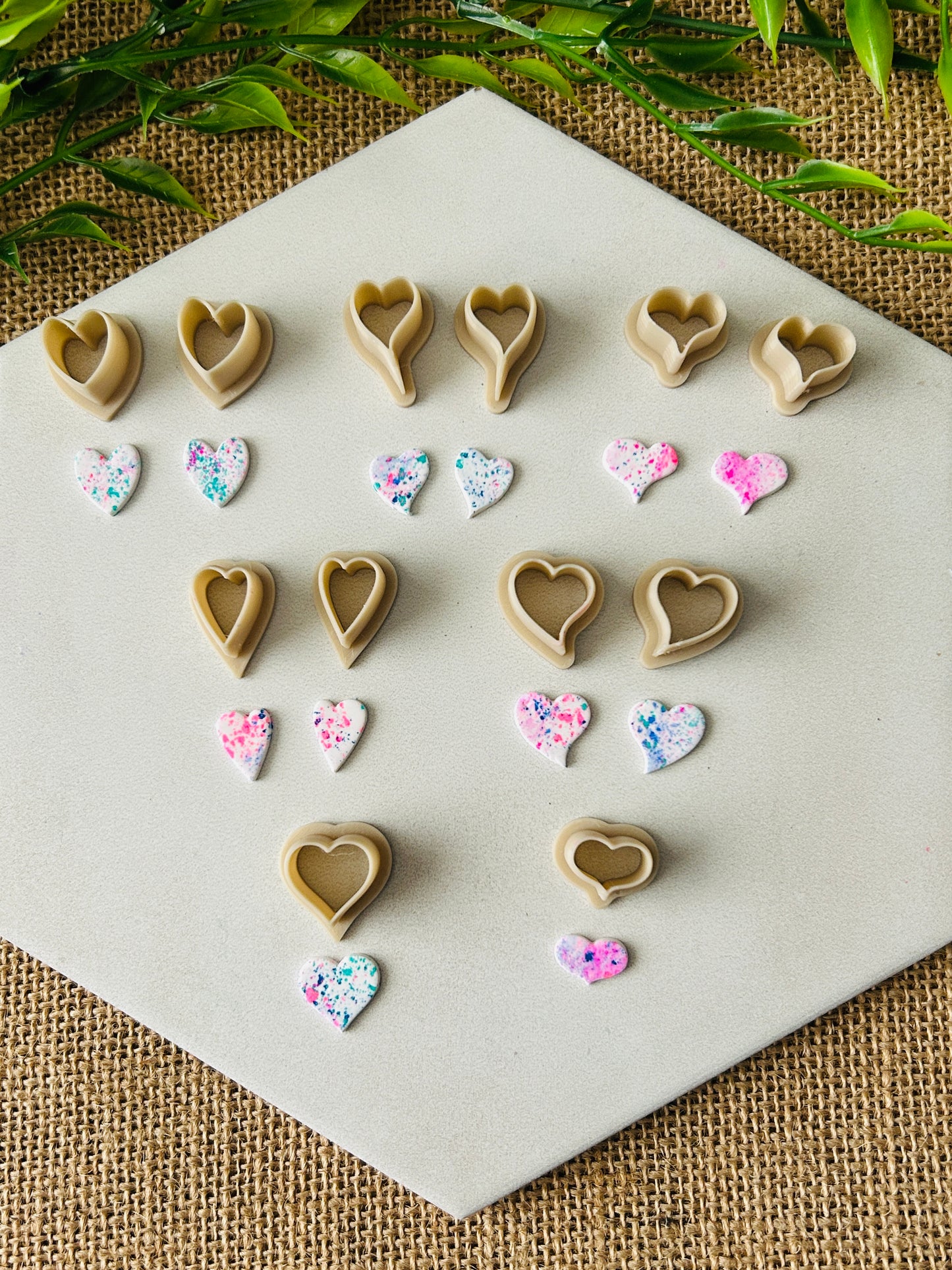 12pc Assorted Mini Heart Polymer Clay Cutter Set 7 Styles