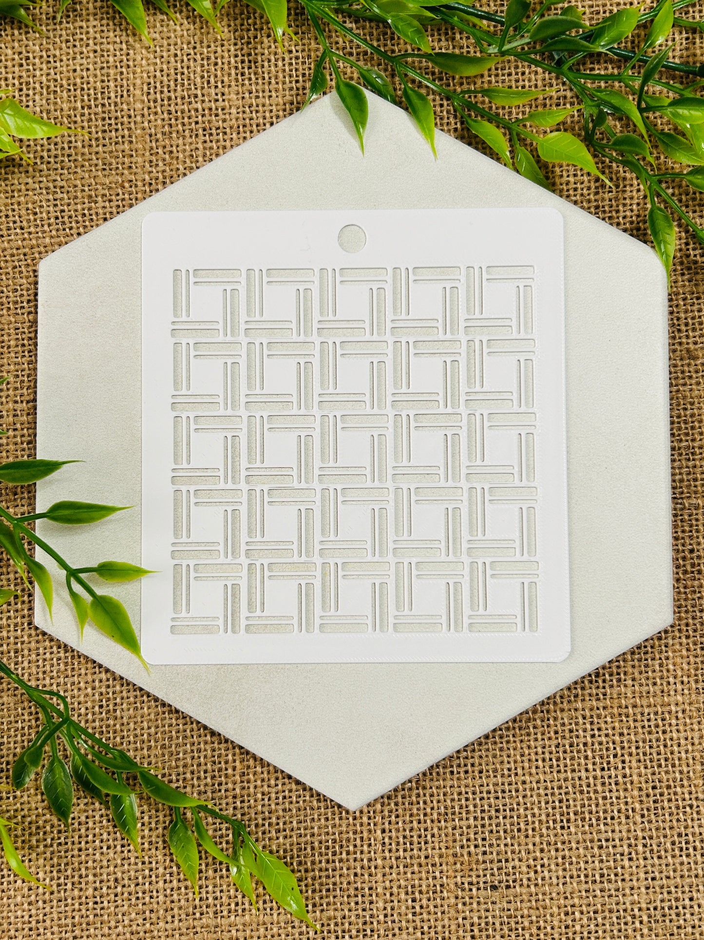 Wicker Squares Print Stencil For Polymer Clay