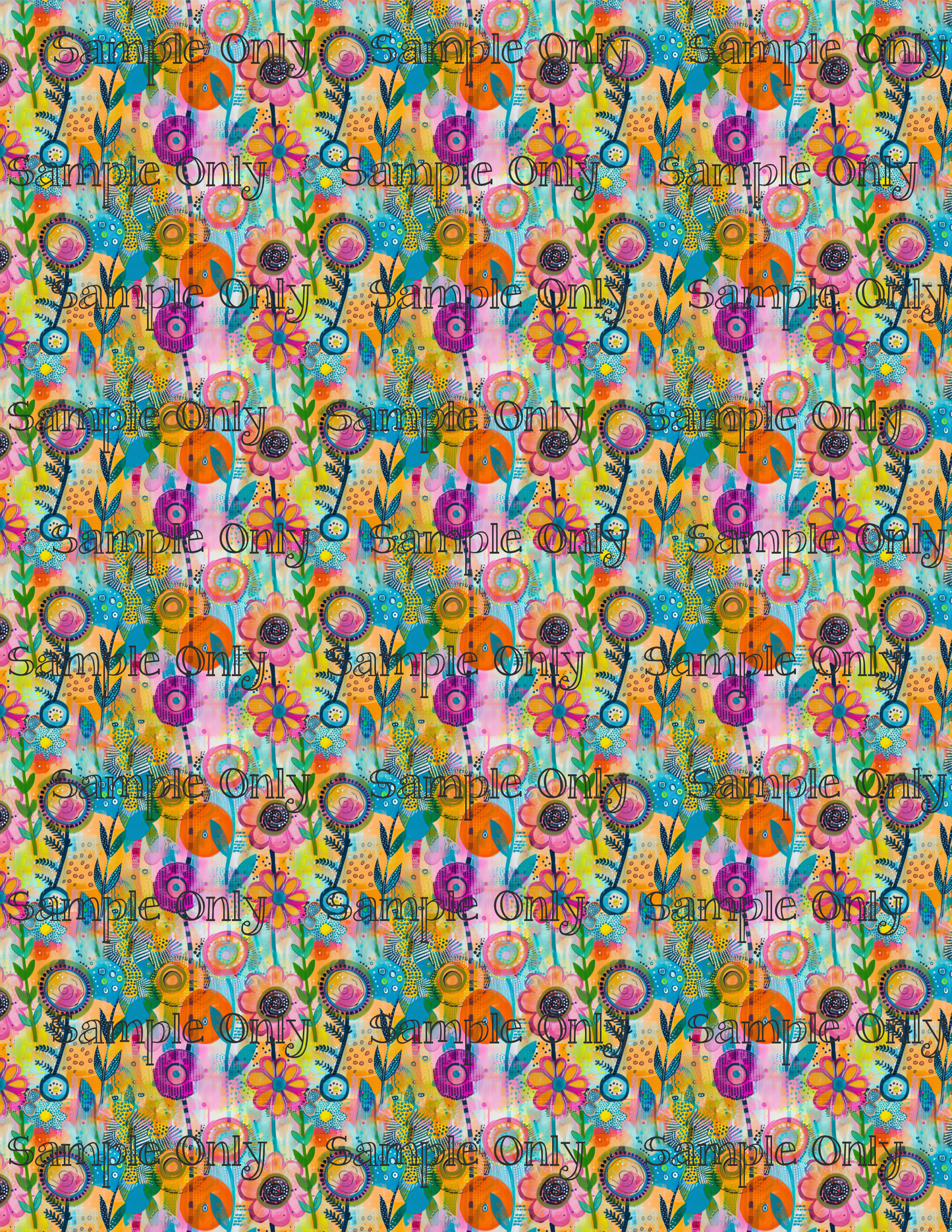 Abstract Hippie Garden Pattern Image Transfer Sheet For Polymer Clay