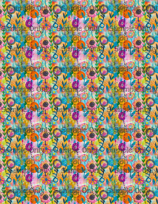 Abstract Hippie Garden Pattern Image Transfer Sheet For Polymer Clay