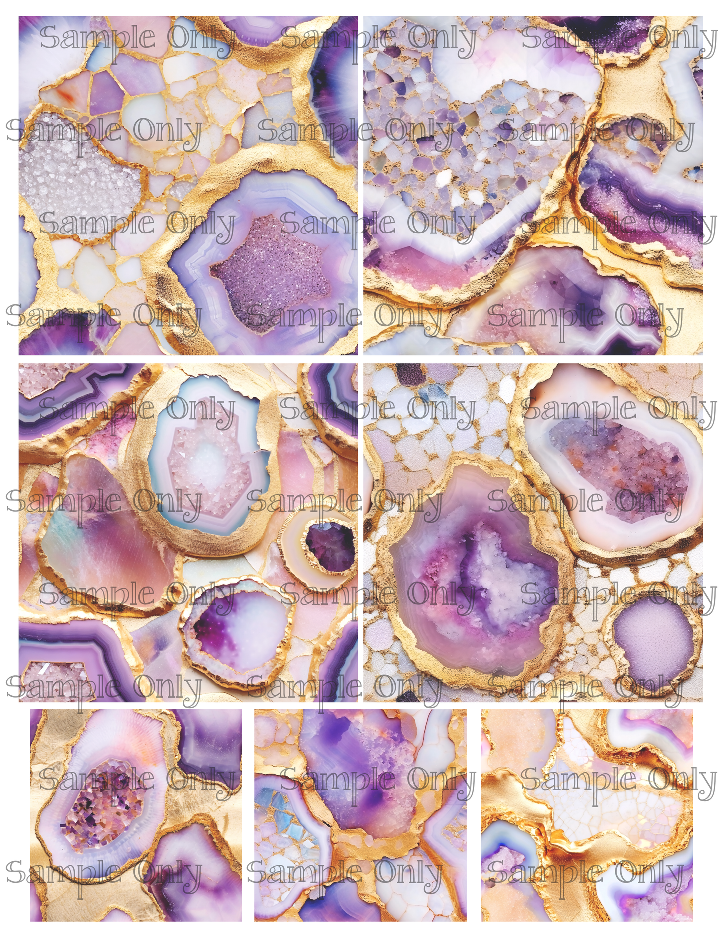 Amethyst and Opal Geode Agate Stone 4 Inch Image Transfer Sheet For Polymer Clay