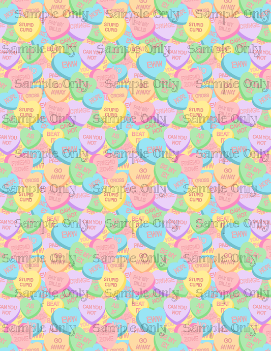 Anti Valentine Conversation Heart Pattern Image Sheet For Polymer Clay Transfer Decal DIGITAL FILE OR PRINTED