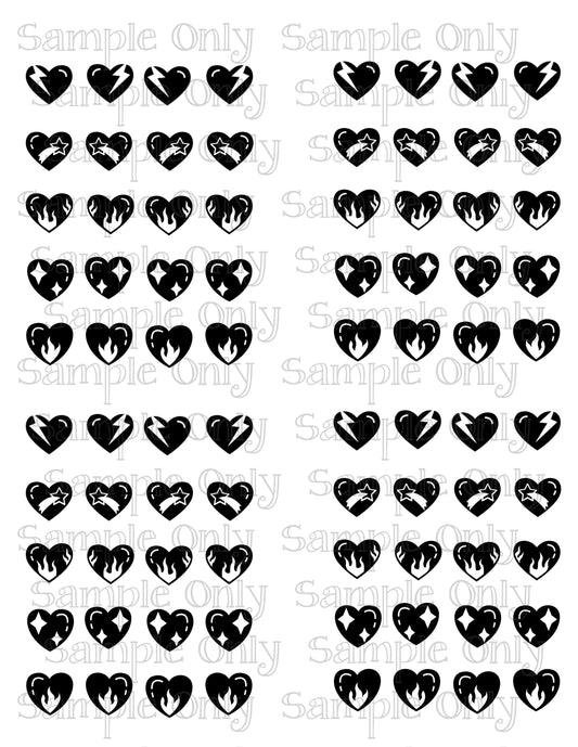 .75 Inch Assorted Hearts Image Sheet For Polymer Clay Transfer Decal DIGITAL FILE OR PRINTED