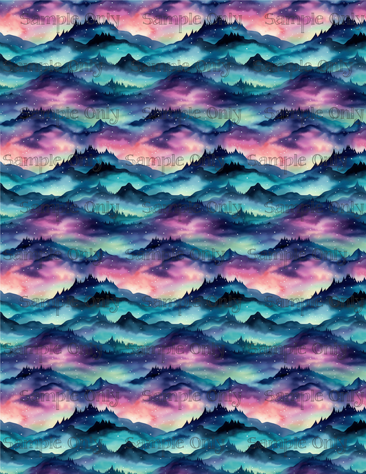 Northern Lights Aurora Borealis Mountain Pattern Set 2 Image Sheet For Polymer Clay Transfer Decal DIGITAL FILE OR PRINTED