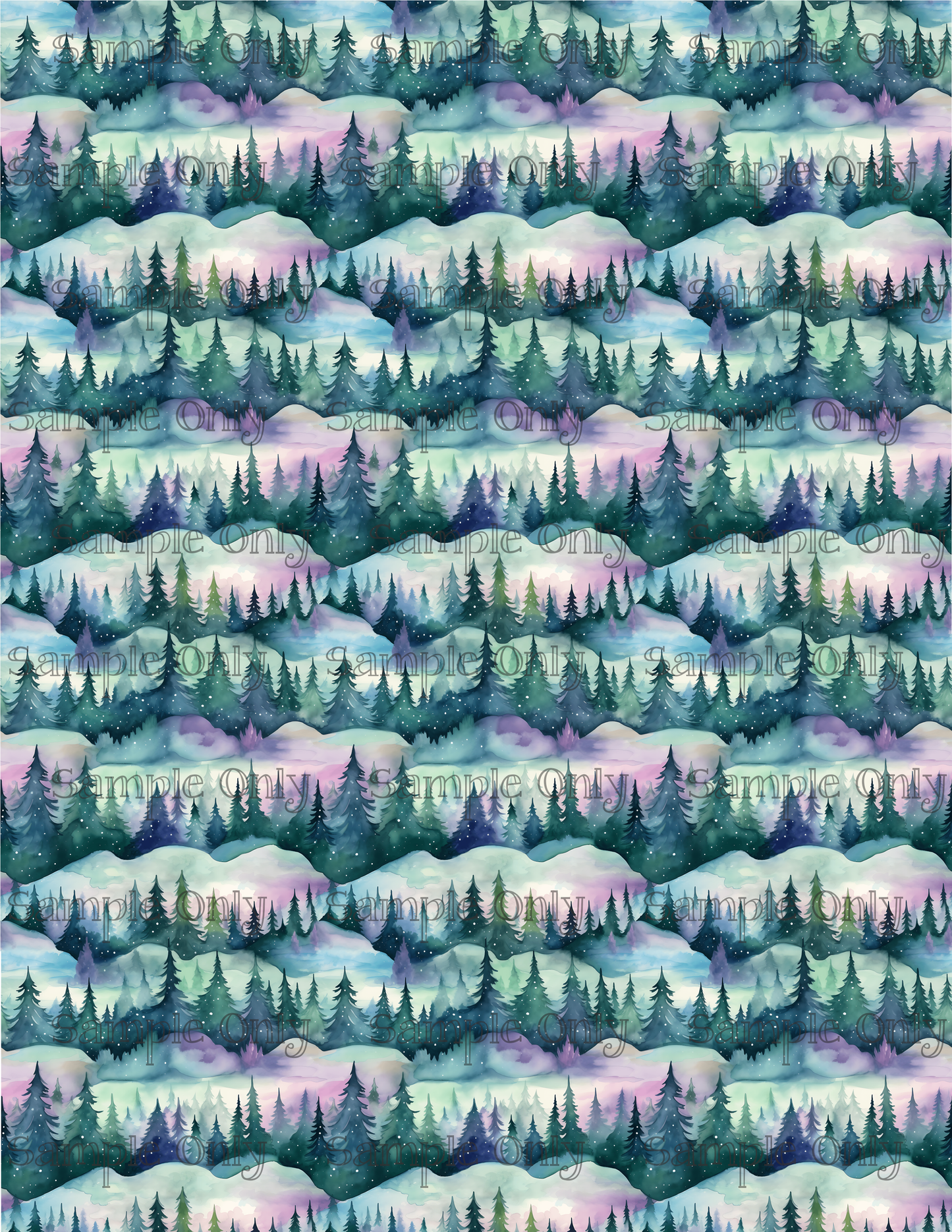 Northern Lights Aurora Borealis Scenic Trees Pattern Set 4 Image Sheet For Polymer Clay Transfer Decal DIGITAL FILE OR PRINTED