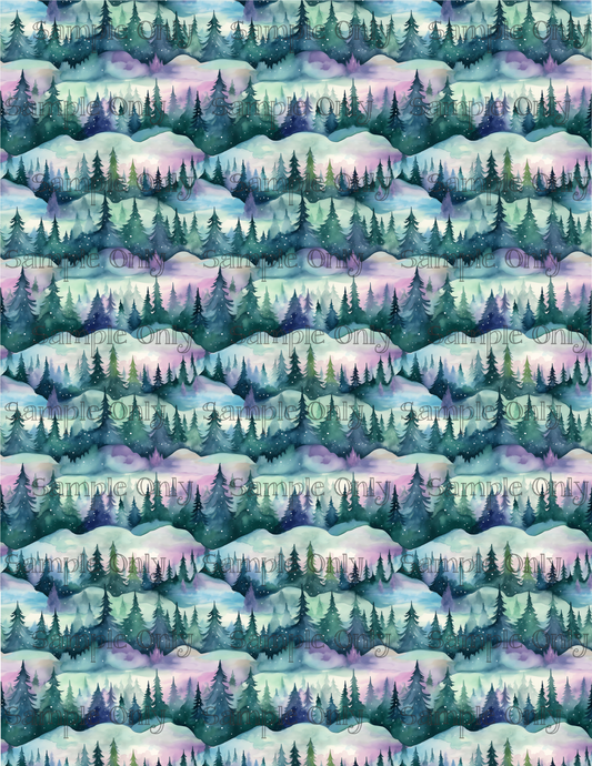 Northern Lights Aurora Borealis Scenic Trees Pattern Set 4 Image Sheet For Polymer Clay Transfer Decal DIGITAL FILE OR PRINTED