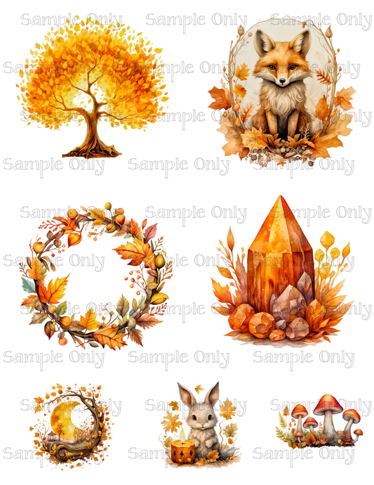 3.5 Inch Autumn Equinox Set-01 Image Sheet For Polymer Clay Transfer Decal DIGITAL FILE OR PRINTED