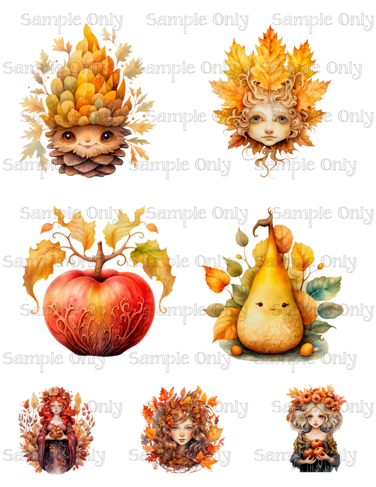 3.5 Inch Autumn Equinox Set-03 Image Sheet For Polymer Clay Transfer Decal DIGITAL FILE OR PRINTED