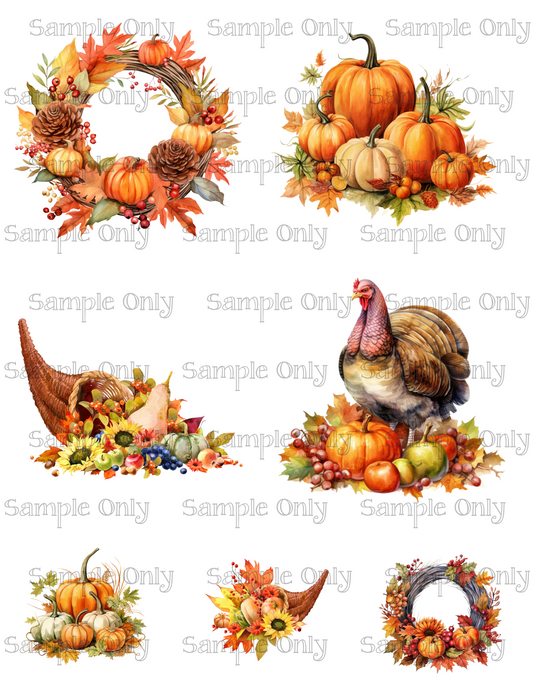 3.5 Inch Thanksgiving Image Sheet For Polymer Clay Transfer Decal DIGITAL FILE OR PRINTED