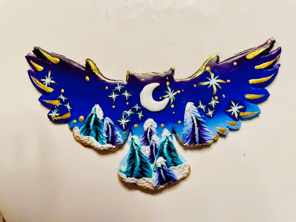 2pc Owl in Flight Trinket Dish Coaster Or Wall Hanging Imprint Polymer Clay Cutter 5 Sizes YOU CHOOSE
