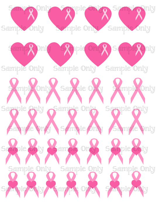 1.5 inch Breast Cancer Awareness Ribbon Image Sheet For Polymer Clay Transfer Decal DIGITAL FILE OR PRINTED