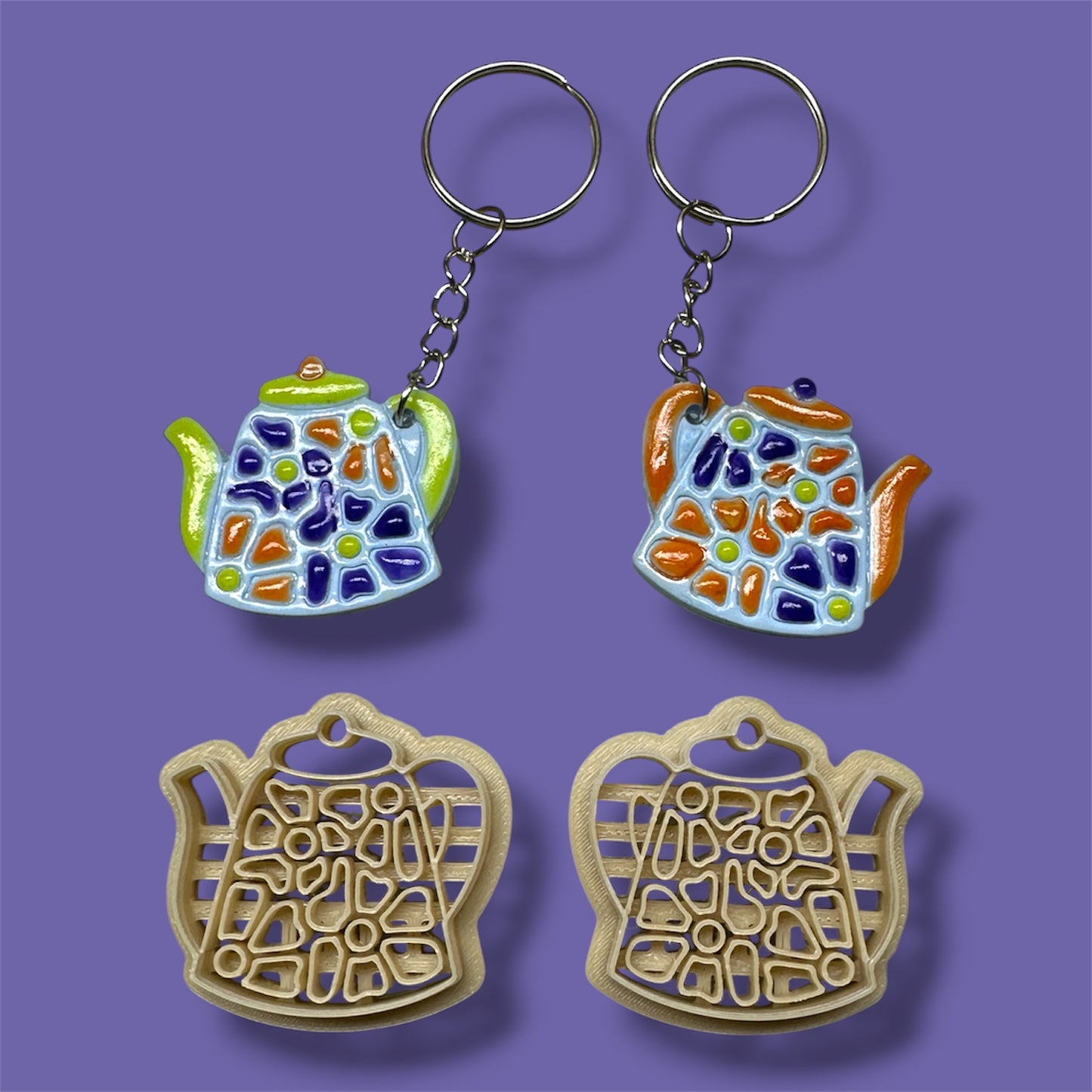 2pc Matisse Daisy Teapot Imprint Polymer Clay Cutter Set 5 Sizes YOU CHOOSE