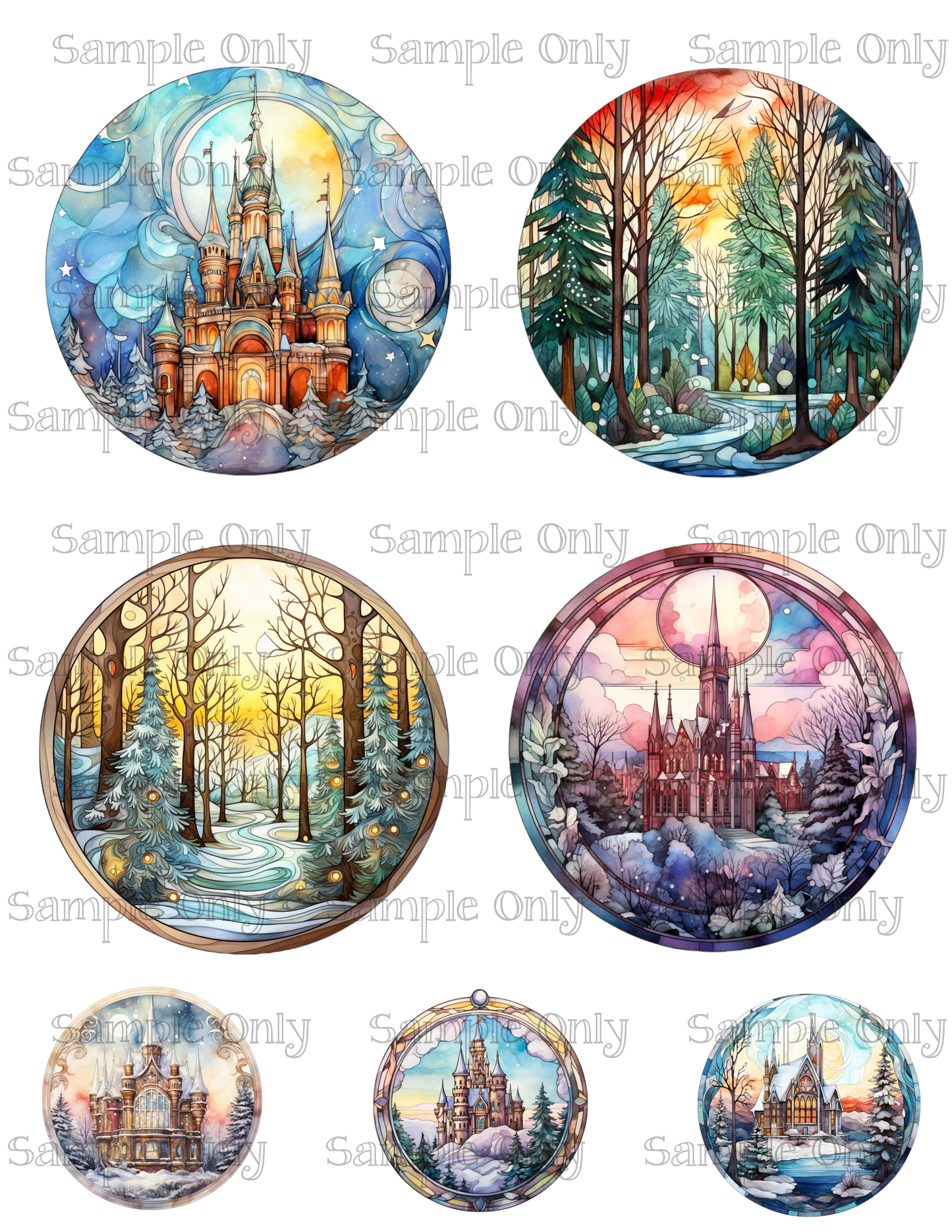 3.5 Inch Fantasy Scenes Image Sheet For Polymer Clay Transfer Decal DIGITAL FILE OR PRINTED