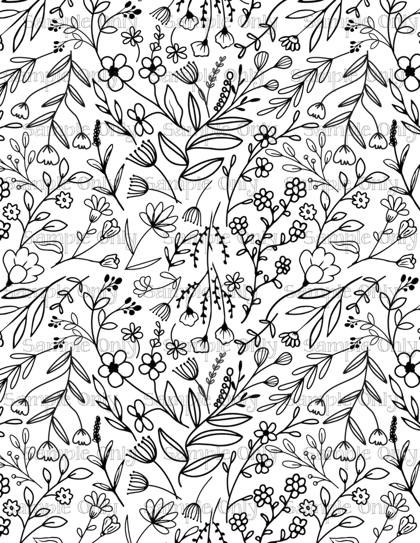 Garden Floral Set 01 Monochromatic Color Your Own Image Sheet For Polymer Clay Transfer Decal DIGITAL FILE OR PRINTED