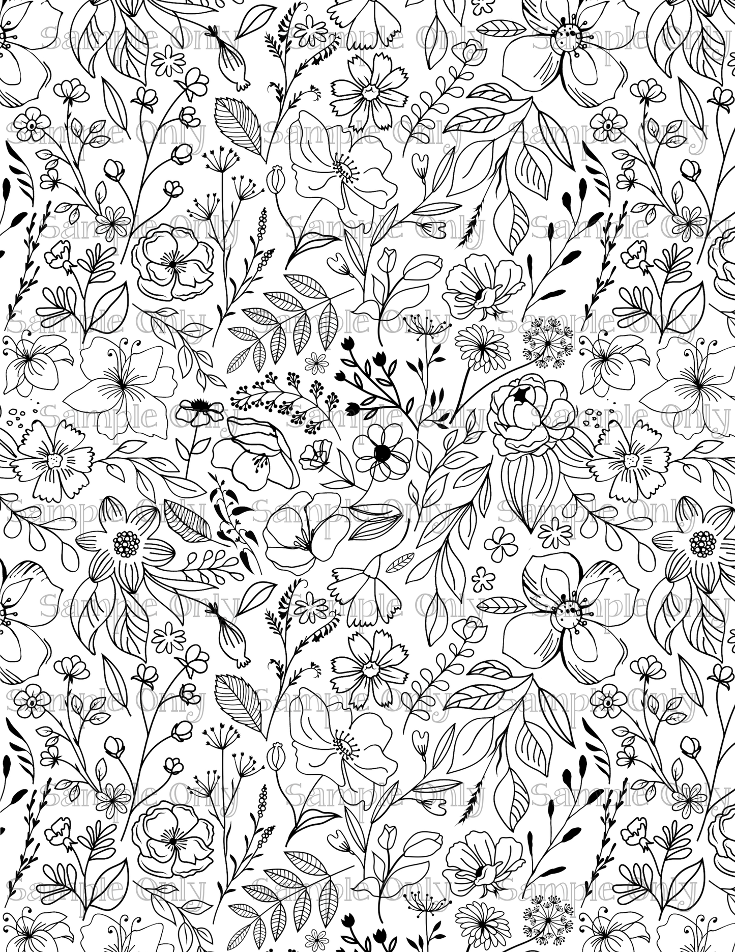 Garden Floral Set 02 Monochromatic Color Your Own Image Sheet For Polymer Clay Transfer Decal DIGITAL FILE OR PRINTED