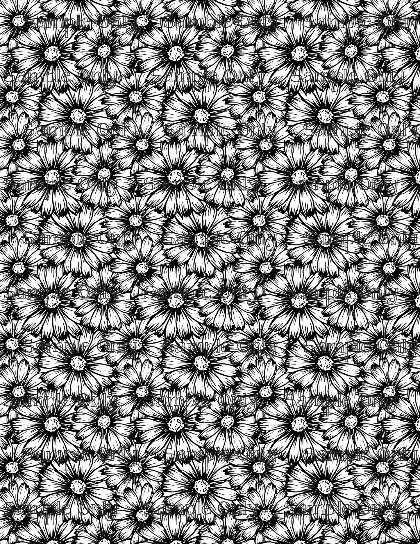 Bold Wildflowers Monochromatic Color Your Own Image Sheet For Polymer Clay Transfer Decal DIGITAL FILE OR PRINTED