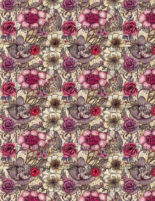 Boho Tattoo Flower Set-02 Pattern Image Sheet For Polymer Clay Transfer Decal DIGITAL FILE OR PRINTED