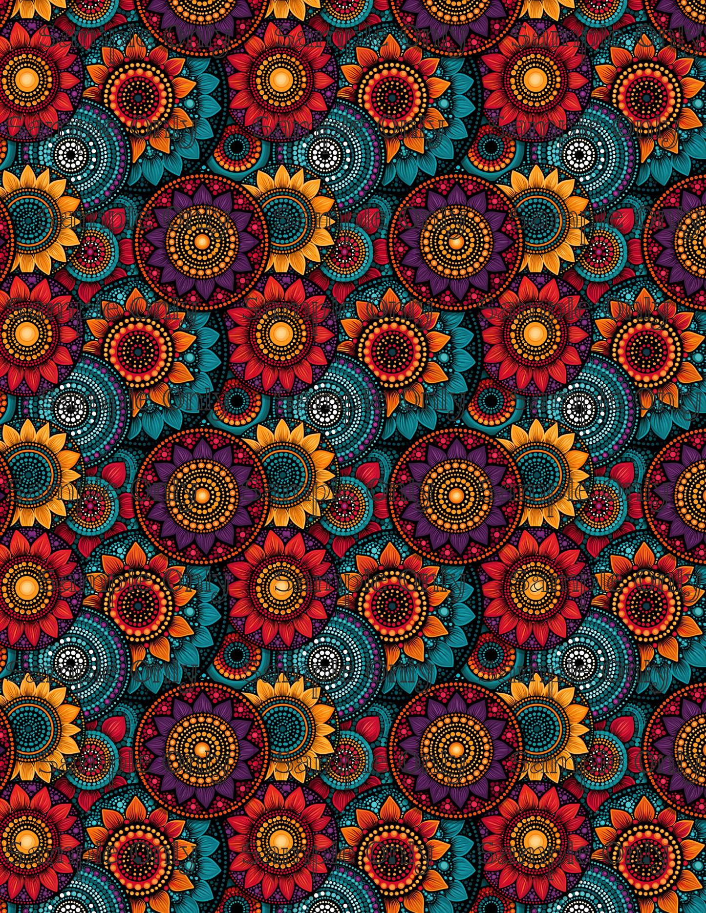Boho Medallion Pattern Set 3 Image Transfer Sheet For Polymer Clay