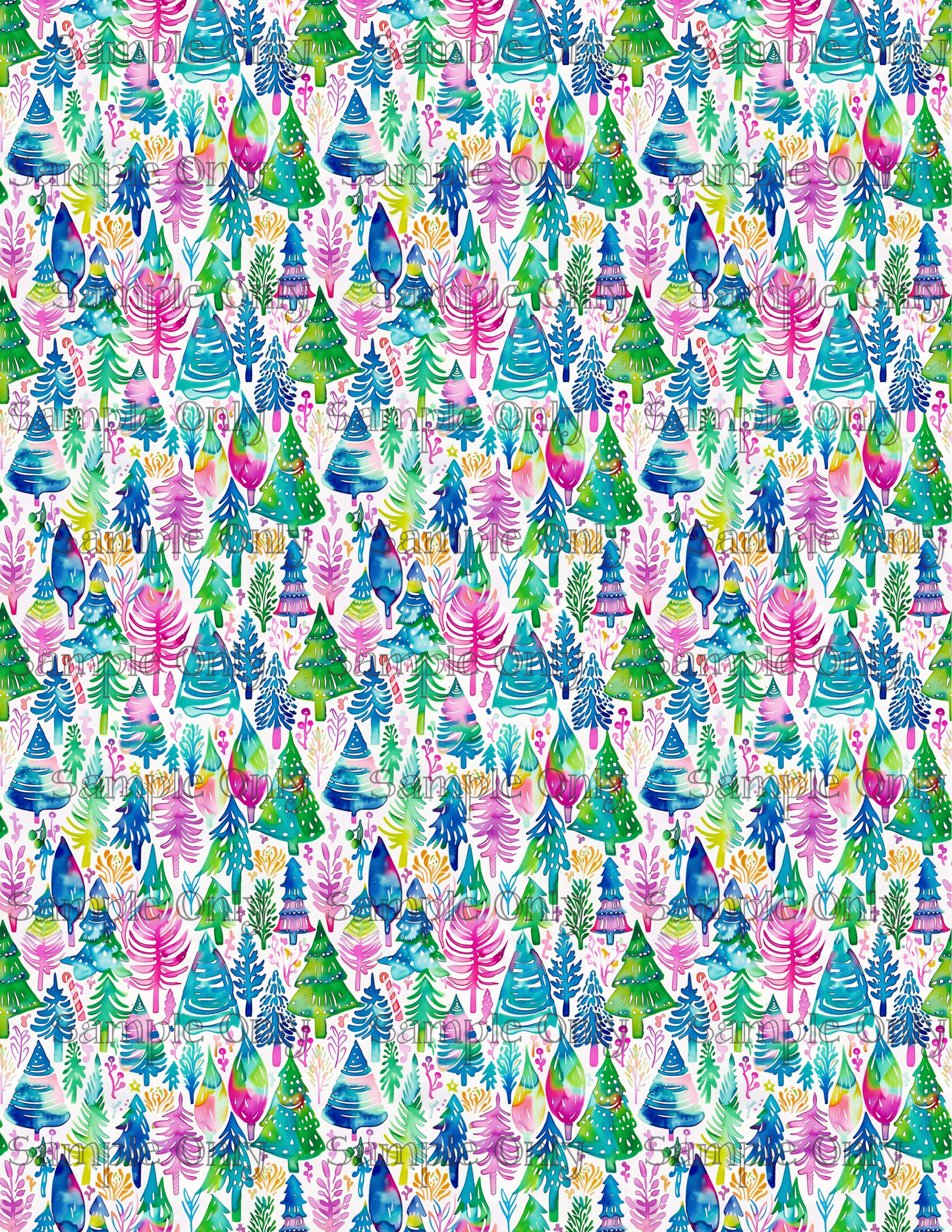 Bold Christmas Trees Pattern Image Sheet For Polymer Clay Transfer Decal DIGITAL FILE OR PRINTED