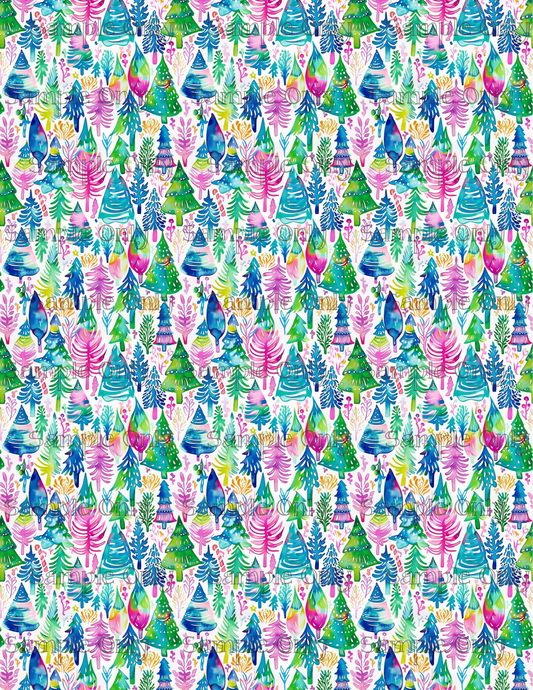 Bold Christmas Trees Pattern Image Sheet For Polymer Clay Transfer Decal DIGITAL FILE OR PRINTED