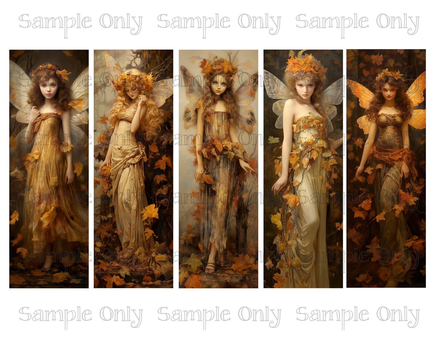 Autumn Fairy 2x6 inch Bookmark Printed Water Soluble Image Transfer Sheet For Polymer Clay