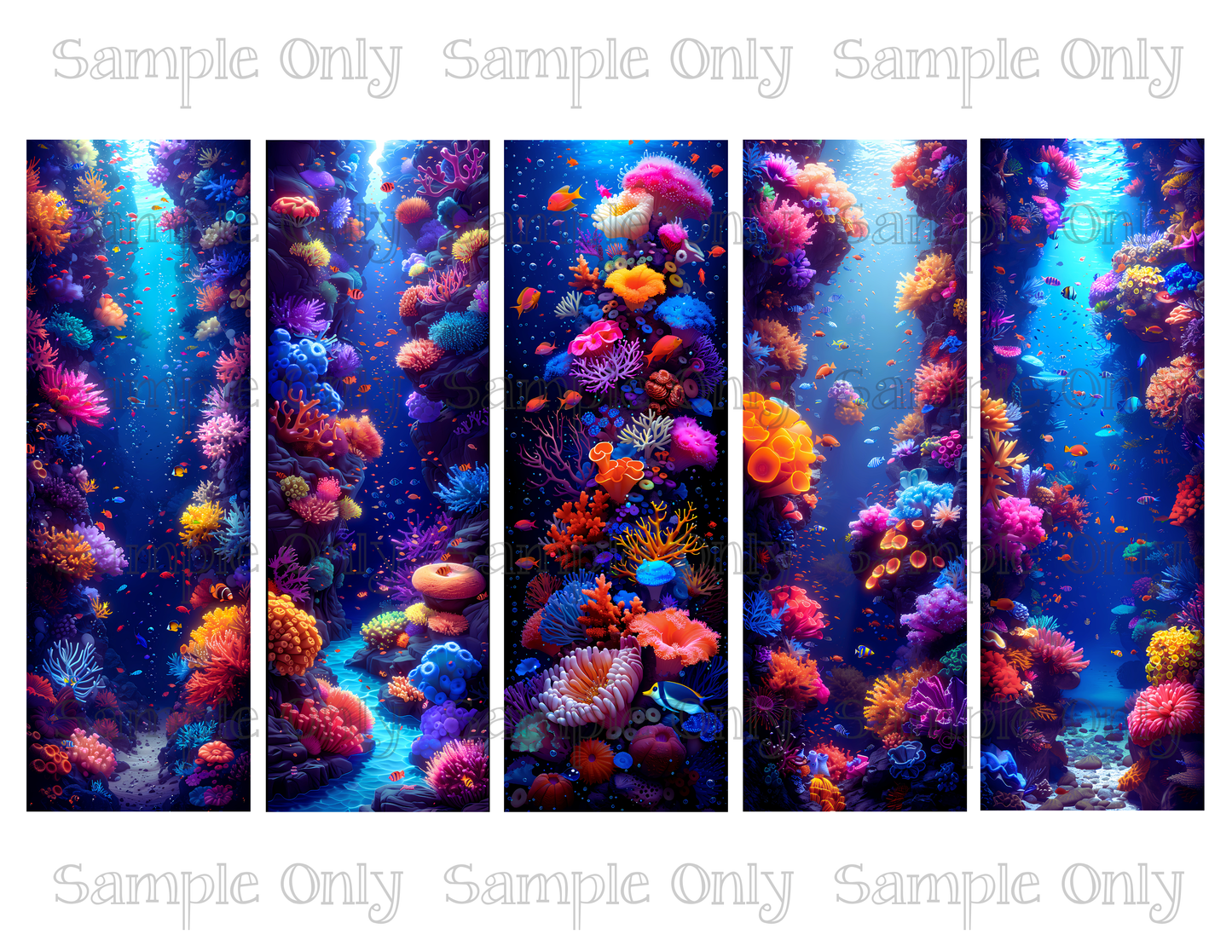 Coral Reef 2x6 inch Bookmark Printed Water Soluble Image Transfer Sheet For Polymer Clay