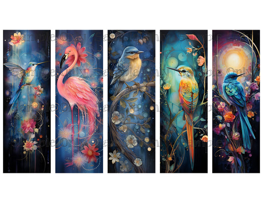 Wild Birds Bookmark Set 02 Printed Water Soluble Image Transfer Sheet For Polymer Clay