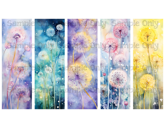 Whimsical Dandelion Bookmark Set 02 Printed Water Soluble Image Transfer Sheet For Polymer Clay