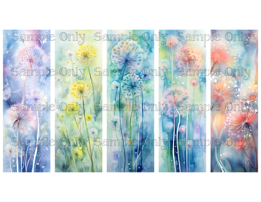 Whimsical Dandelion Bookmark Set 03 Printed Water Soluble Image Transfer Sheet For Polymer Clay