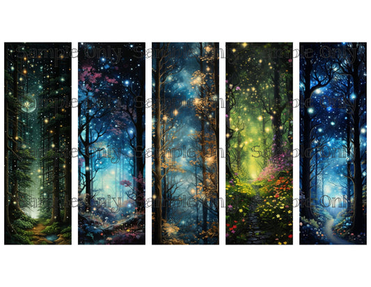 Night Forest Bookmark Set 01 Printed Water Soluble Image Transfer Sheet For Polymer Clay