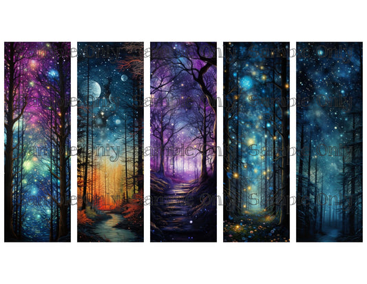 Night Forest Bookmark Set 02 Printed Water Soluble Image Transfer Sheet For Polymer Clay