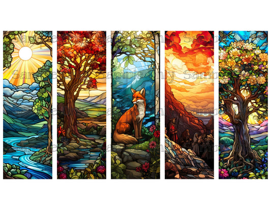 Stained Glass Biblical Scenes Bookmark Set 04 Printed Water Soluble Image Transfer Sheet For Polymer Clay