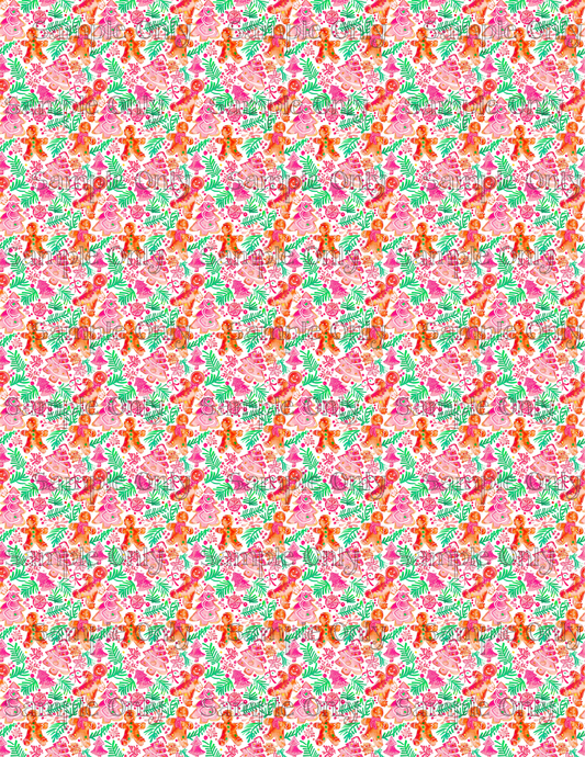 Bright Gingerbread Pattern Image Sheet For Polymer Clay Transfer Decal DIGITAL FILE OR PRINTED