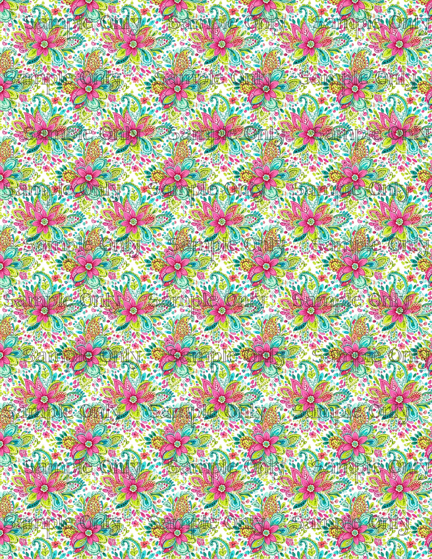 Bright Paisley Garden Pattern Set 1 Image Transfer Sheet For Polymer Clay