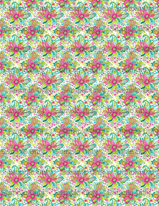 Bright Paisley Garden Pattern Set 1 Image Transfer Sheet For Polymer Clay