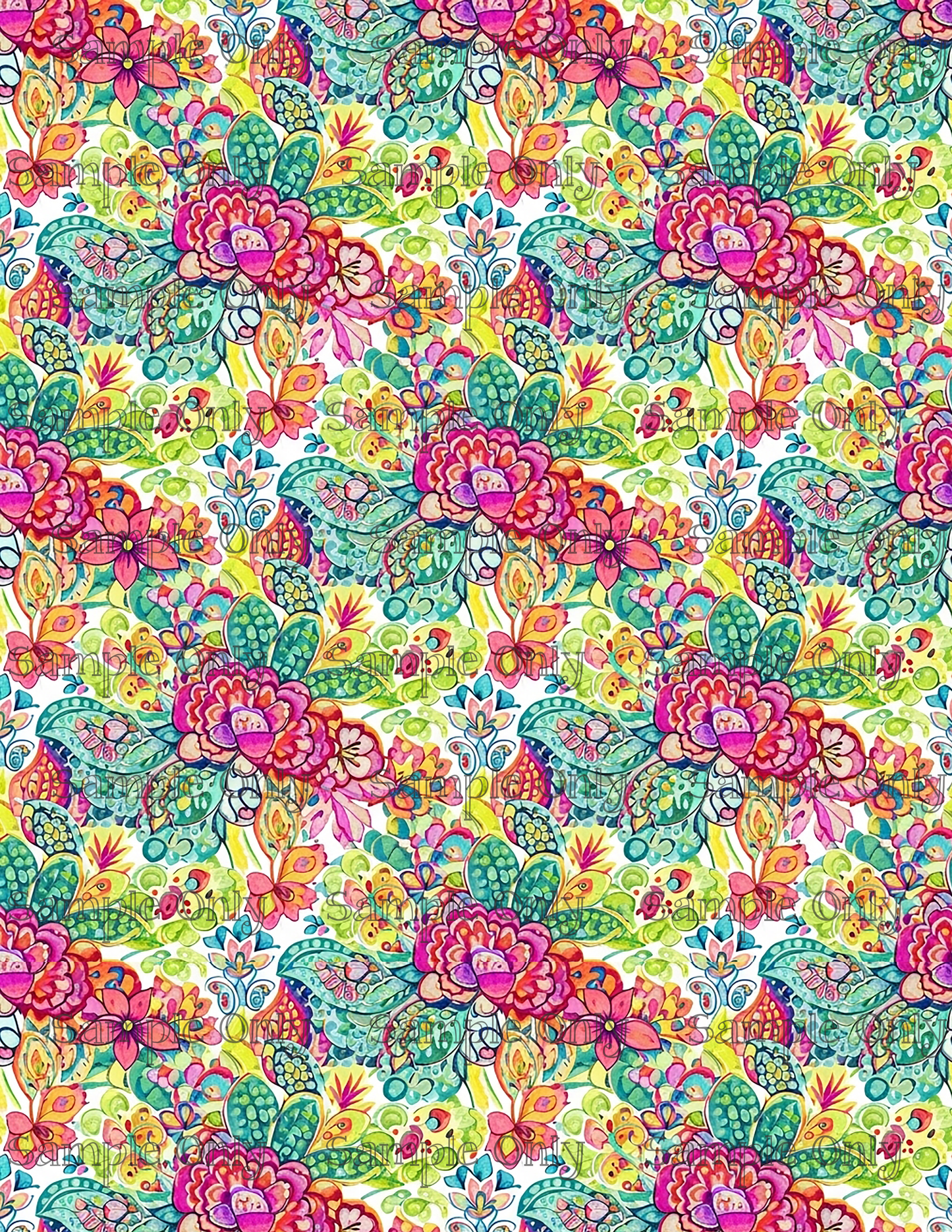 Bright Paisley Garden Pattern Set 2 Image Transfer Sheet For Polymer Clay