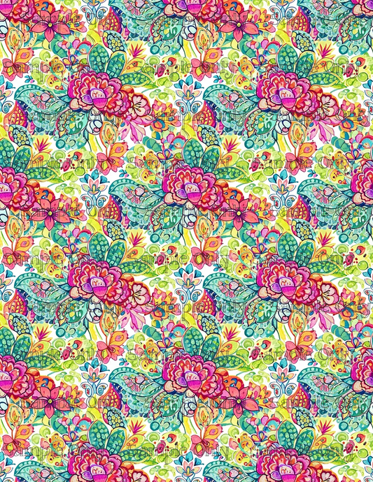 Bright Paisley Garden Pattern Set 2 Image Transfer Sheet For Polymer Clay