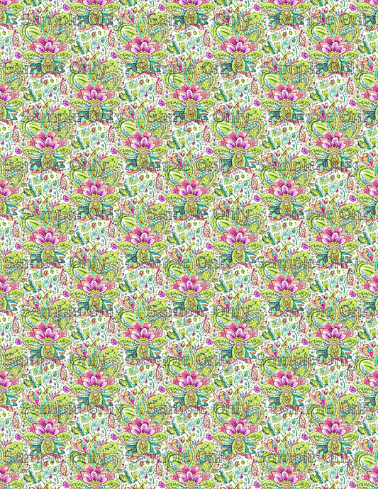Bright Paisley Garden Pattern Set 3 Image Transfer Sheet For Polymer Clay