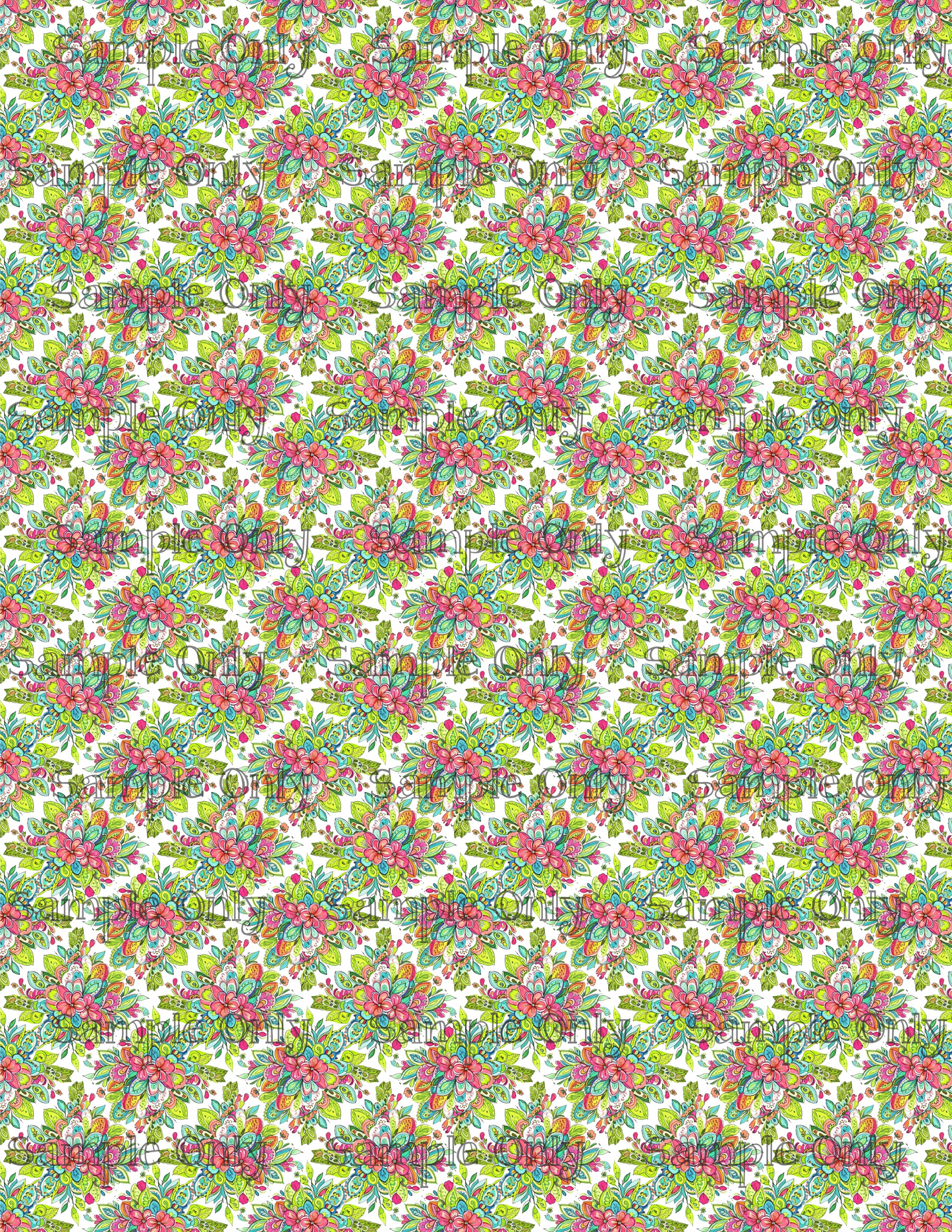 Bright Paisley Garden Pattern Set 4 Image Transfer Sheet For Polymer Clay