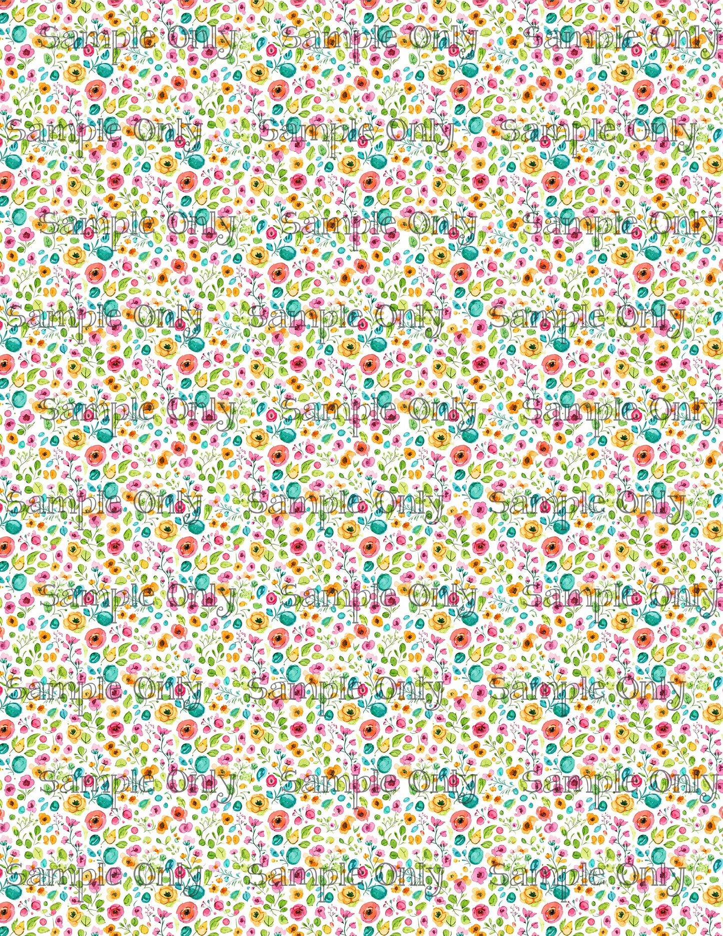 Bright Tiny Garden Flowers Pattern Image Transfer Sheet For Polymer Clay