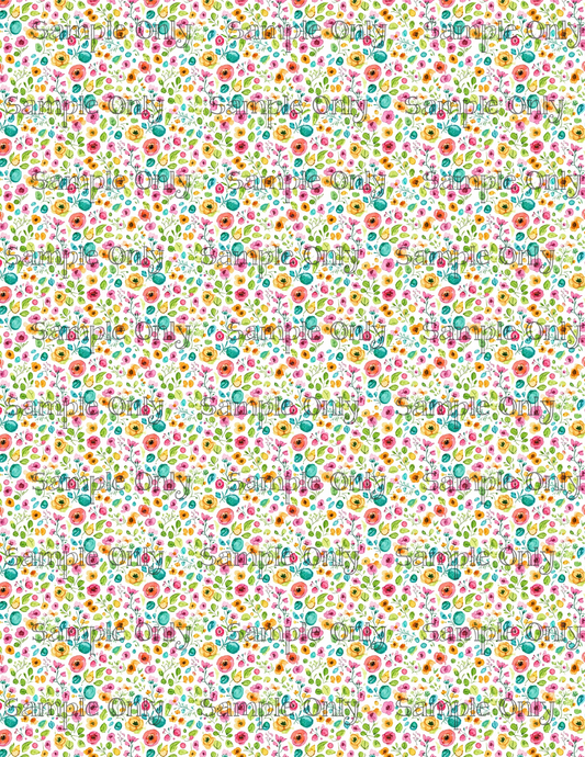 Bright Tiny Garden Flowers Pattern Image Transfer Sheet For Polymer Clay