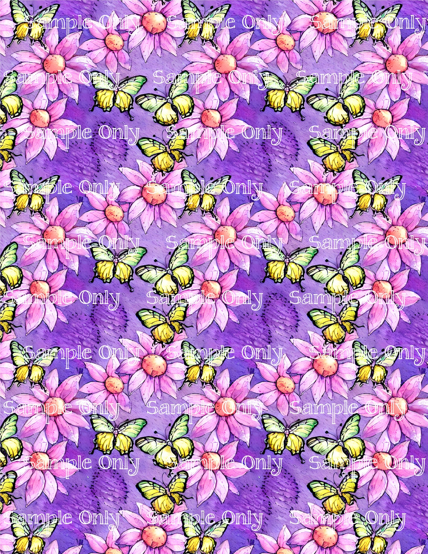 Butterfly and Pink Wild Flowers Floral Image Sheet For Polymer Clay Transfer Decal DIGITAL FILE OR PRINTED BF05